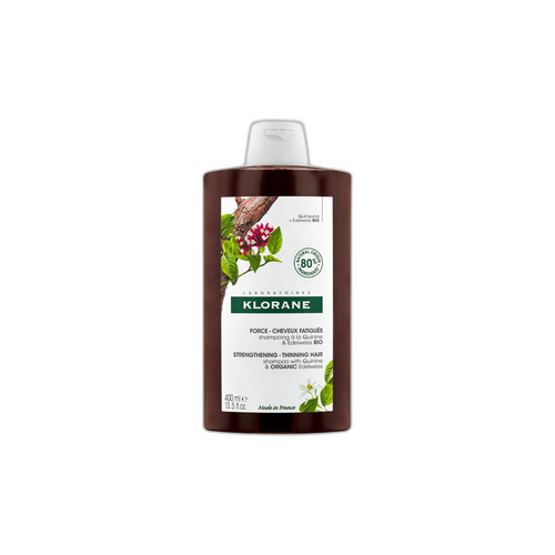 Klorane - Quinine - Shampoing fortifiant à la Quinine & Edelweiss BIO - Chute de cheveux, cheveux fatigués 400 ml