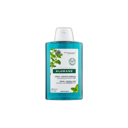 Klorane - Menthe Aquatique - Shampoing détox à la Menthe aquatique BIO - Cheveux normaux 200 ml