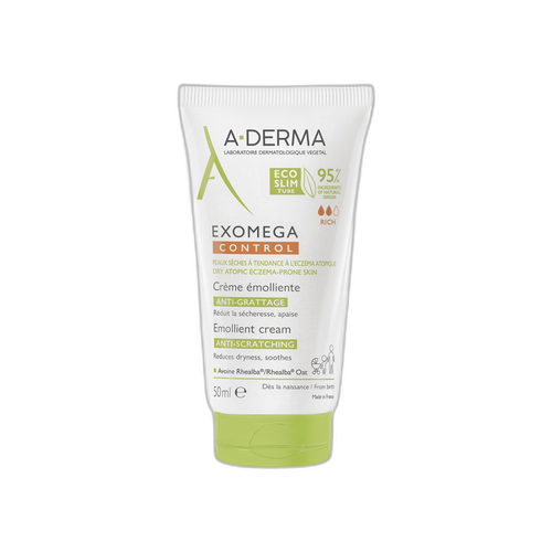 A-Derma - Exomega Control - Crème émolliente anti-grattage - Peaux sèches à tendance à l'eczéma atopique 50 ml