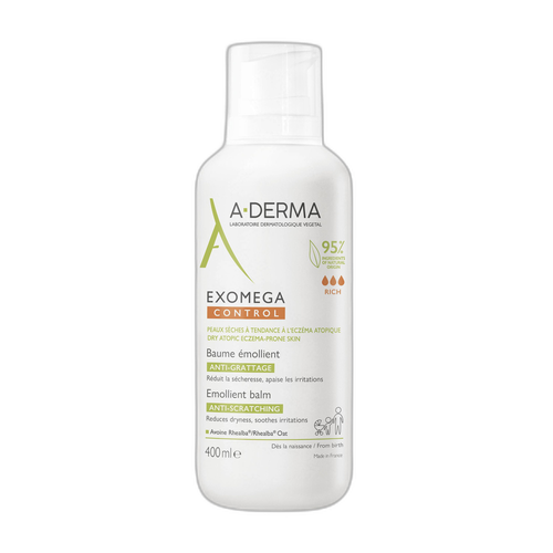 A-Derma - Exomega Control - Baume émollient anti-grattage - Peaux sèches à tendance à l'eczéma atopique 400 ml